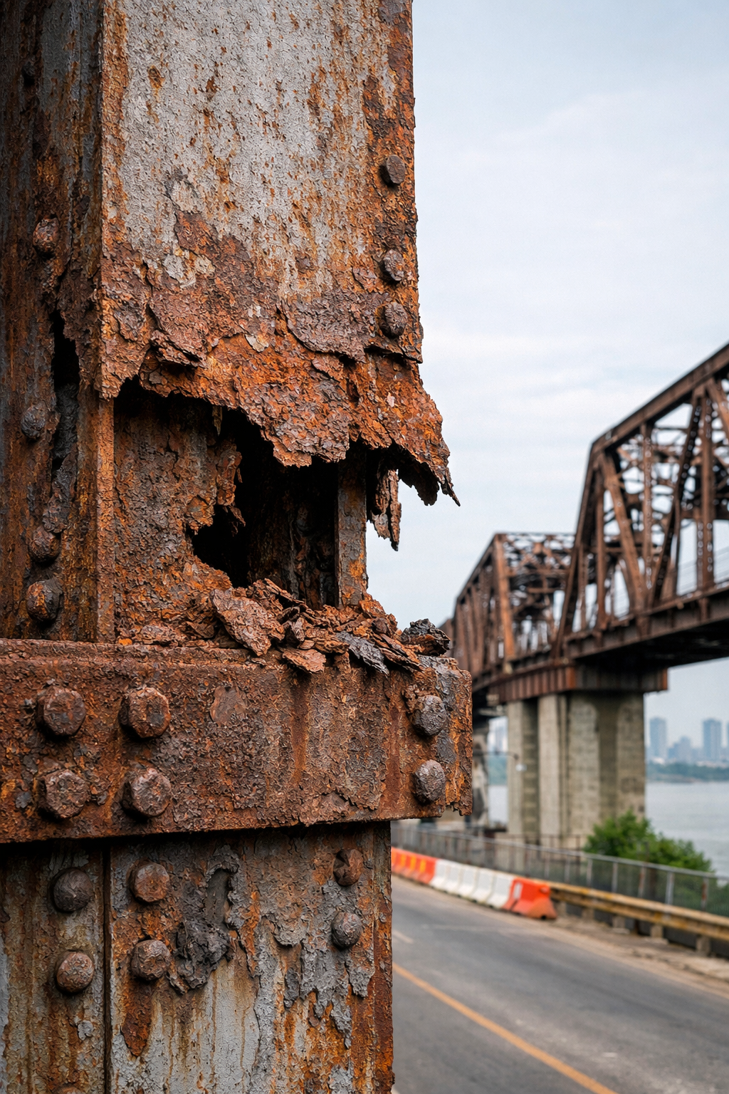 Rusted iron bridge structure